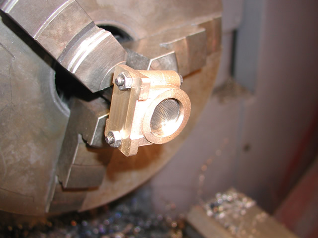 Mounted in lathe